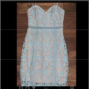 Light blue and tan body on dress